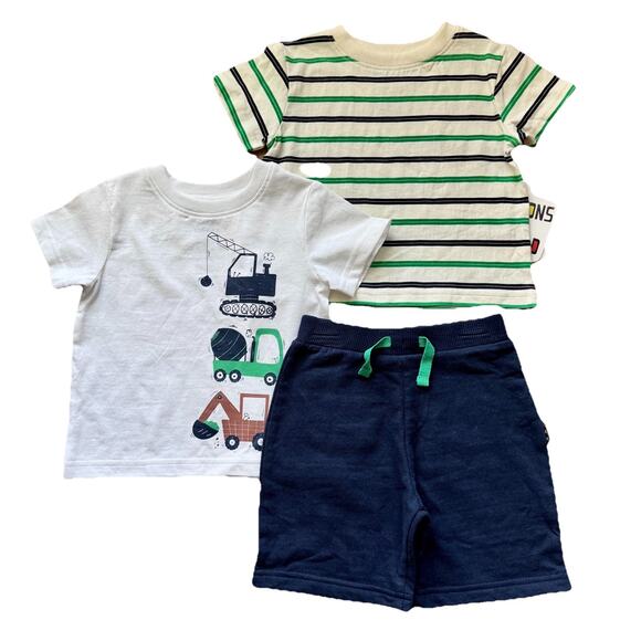 18M Toddler Boys 3PC Set: 2 Tees and 1 Jogger By Buttons & Tread - NWT - Picture 1 of 12